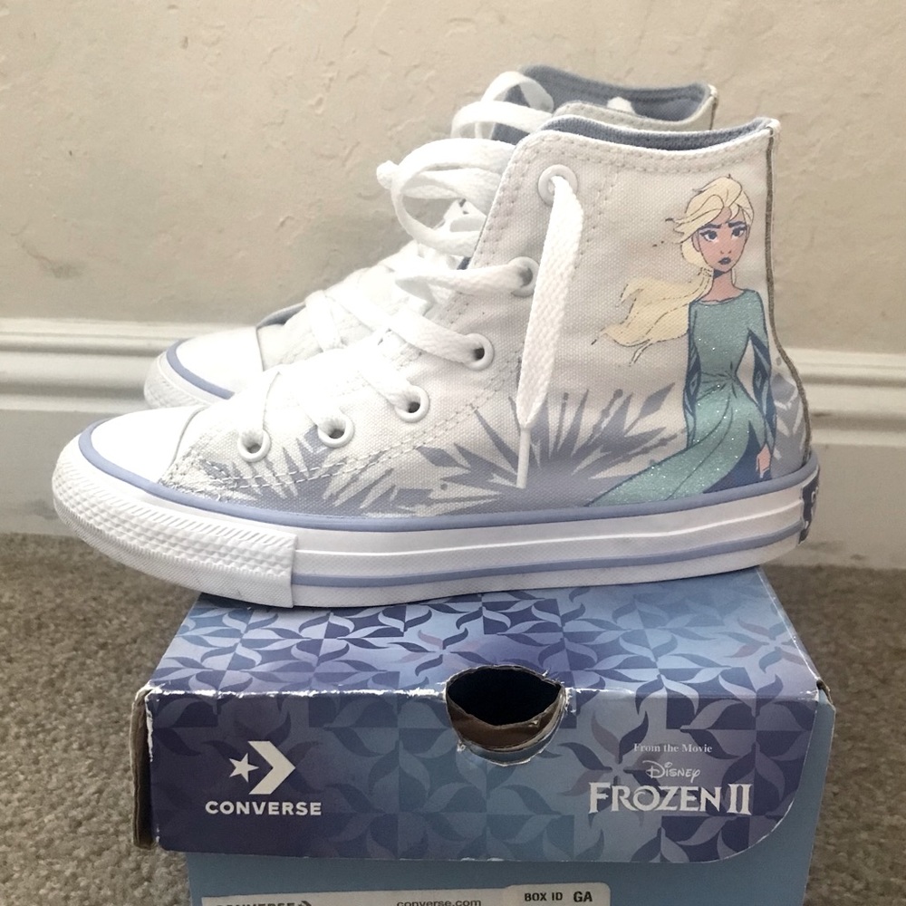 Girls Frozen White Converse Size 1